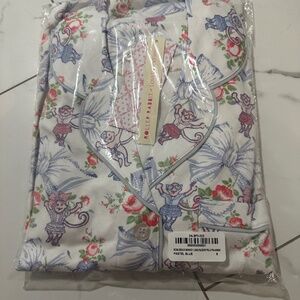 Roller Rabbit X LoveShackFancy Rosa Beaux Monkey Women's Long Sleeve Polo Pajama